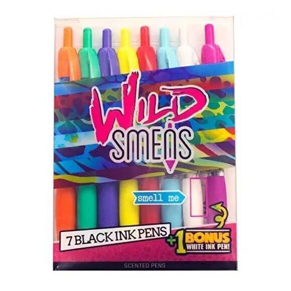 Gel Smens Wild Scented Pens Medium Point 8 Count Smelly Writing School Utensils - Picture 1 of 4